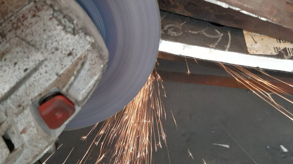 Grinding with an angle grinder