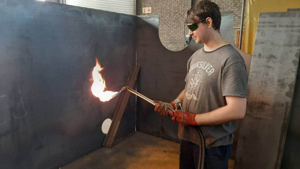 setting up a cutting torch