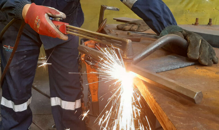 cutting torch being used
